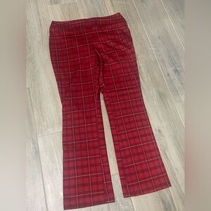 Red plaid pull on XL tall pants